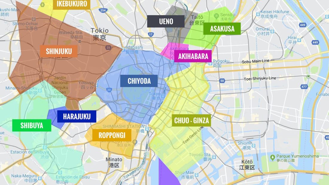 ▷ Barrios de Tokio: mapa + qué ver en cada uno + itinerarios
