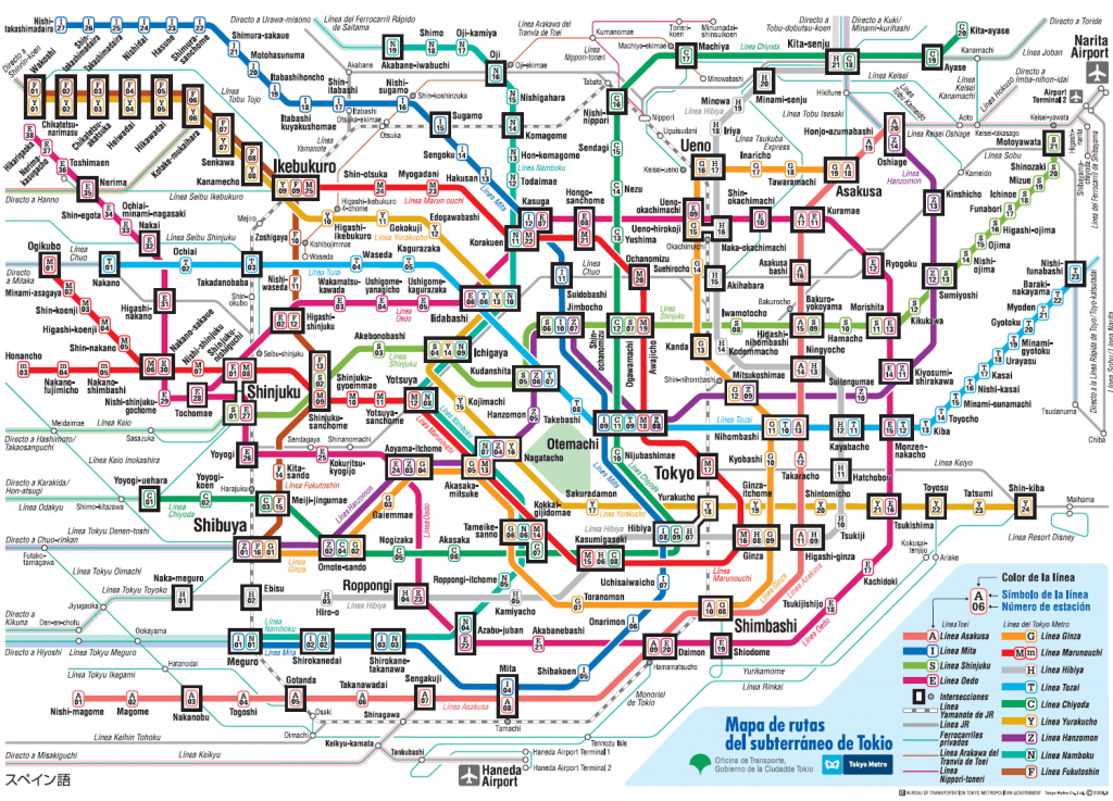 Mapa Metro Tokio - Transporte en Tokio