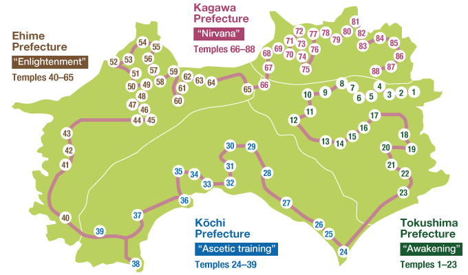 mapa ruta 88 templos shikoku