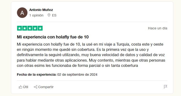 Opiniones tarjeta Holafly en Trustpilot