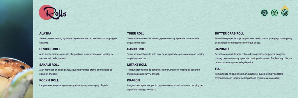 Sushi Rolls en Sákale