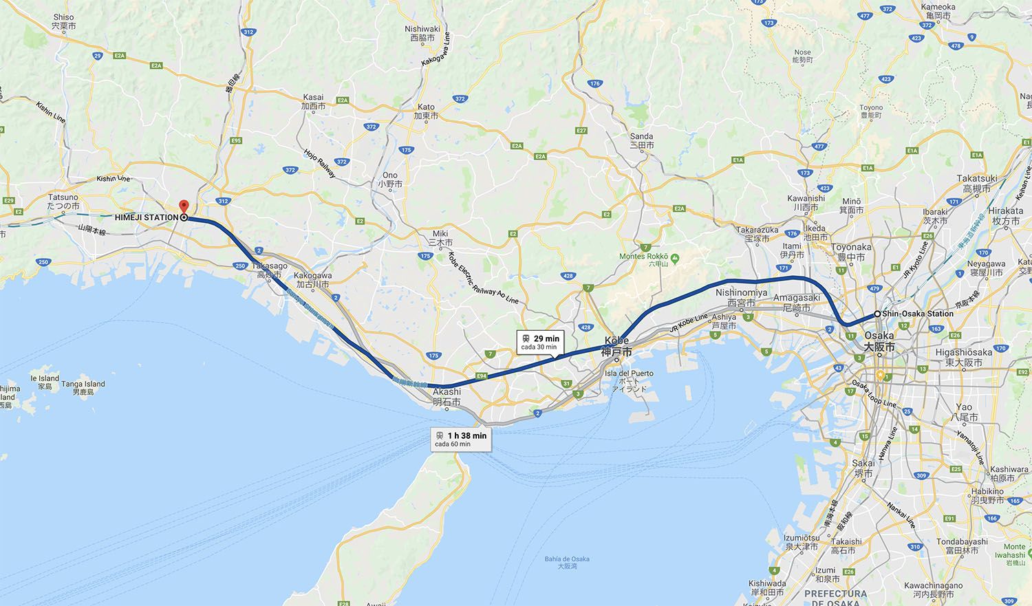 Cómo ir de Osaka a Himeji [OPCIONES + PRECIOS + DURACIÓN]
