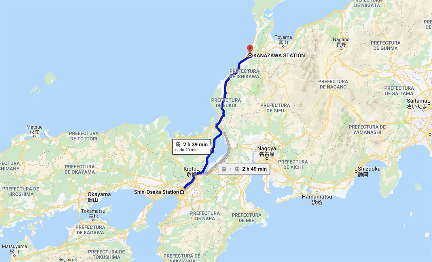 Cómo ir de Osaka a Kanazawa [OPCIONES + PRECIOS + DURACIÓN]