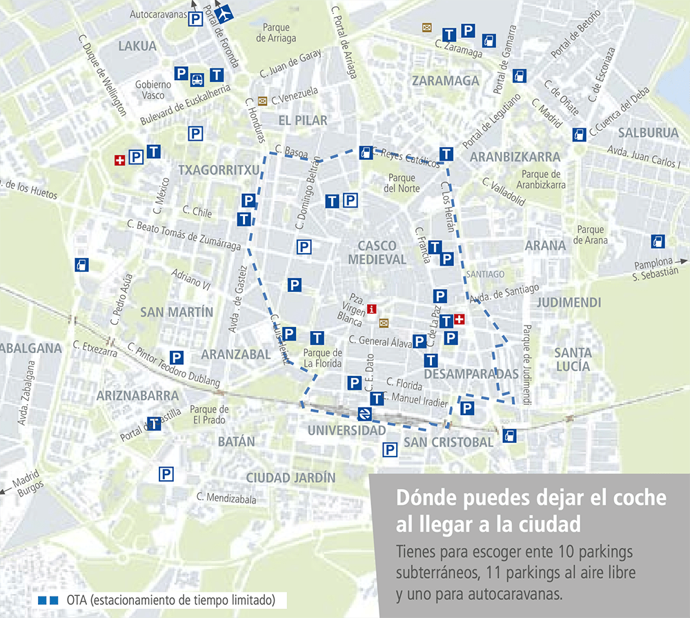 Dónde aparcar en Vitoria: plano de parkings y zona de pago