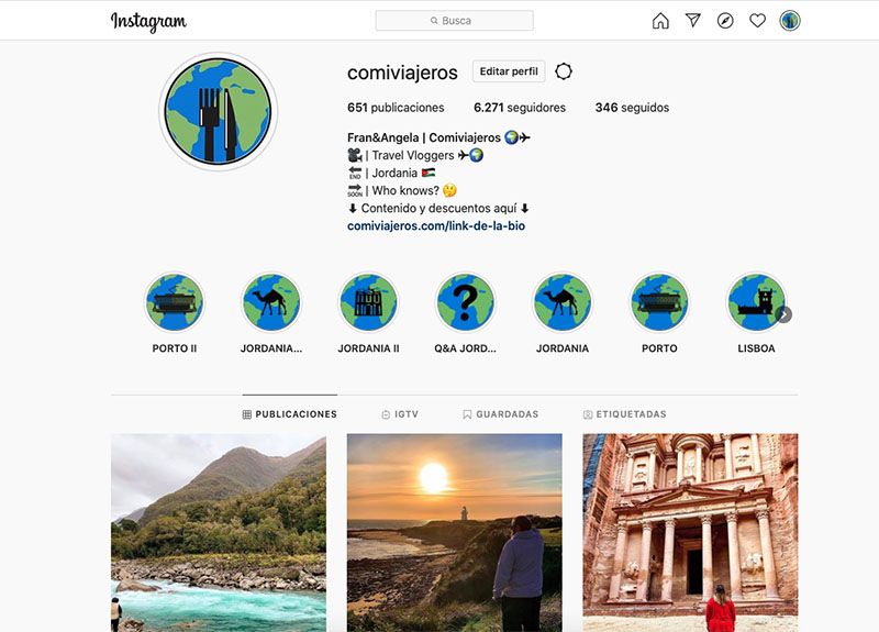 Cómo crear un blog de viajes y vivir de él: Comiviajeros en Instagram
