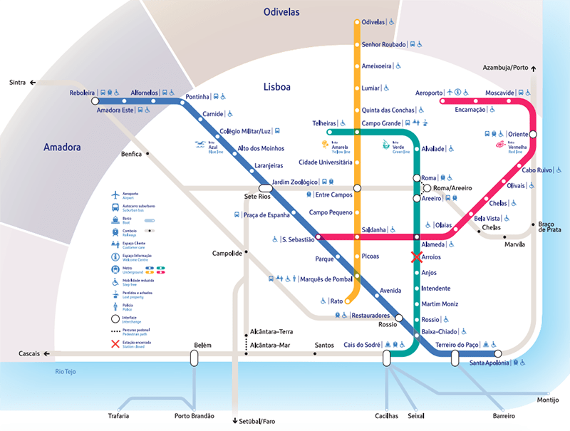 Transporte en Lisboa: Mapa de Metro