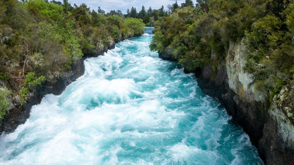 Etapa 18 por NZ entre Taupo y Rotorua: Huka Falls - consejos para viajar a nueva zelanda