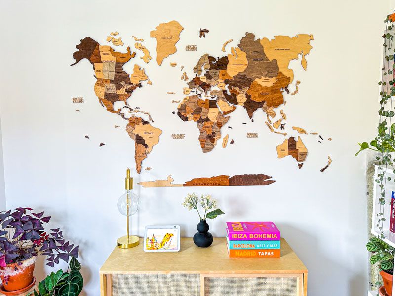 Los mejores regalos para viajeros: Mapa del mundo de madera