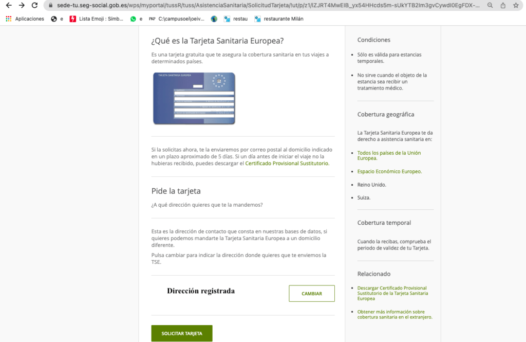 Cómo solicitar la tarjeta sanitaria online como usuario registrado
