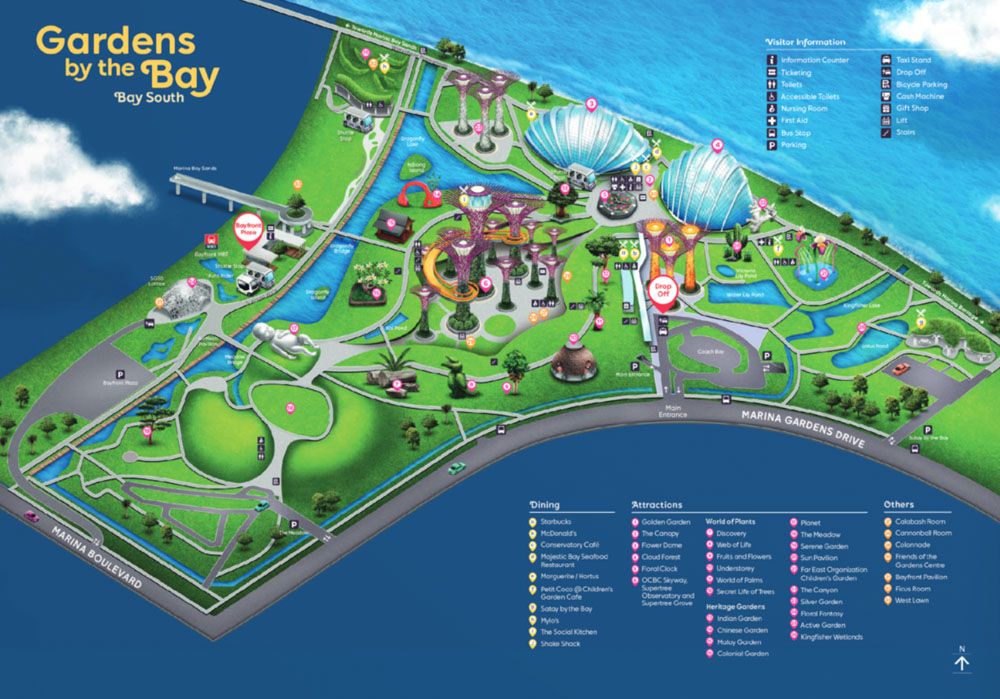 Qué ver en Singapur: mapa de Gardens by the Bay