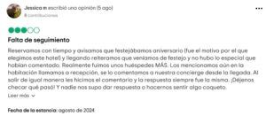 Captura de pantalla de un comentario negativo en tripadvisor sobre el hotel Xcaret México - Opiniones Xcaret México: opinión negativa en Tripadvisor