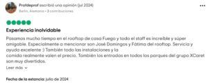 Captura de pantalla de opinión positiva en tripadvisor del Hotel Xcaret Mexico - Opiniones Xcaret México: opinión positiva en Tripadvisor