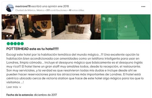 Hotel de Harry Potter en Londres: reseña positiva en Tripadvisor