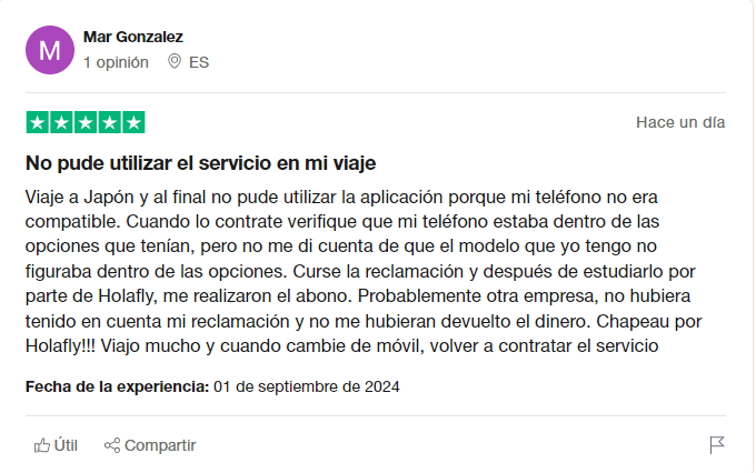 Opiniones de Holafly en Trustpilot