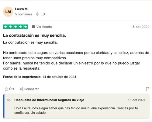 Intermundial Seguros Opiniones positivas