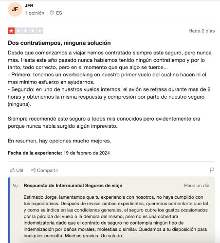 Intermundial Seguros Opiniones negativas