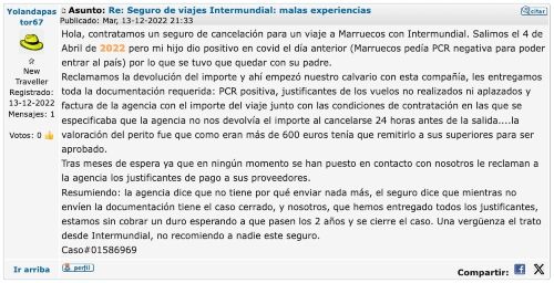 Intermundial Seguros Opiniones negativas