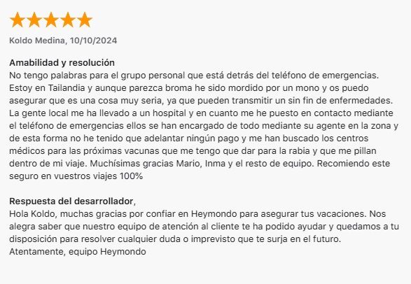 Heymondo seguros opiniones en la App Store de Apple