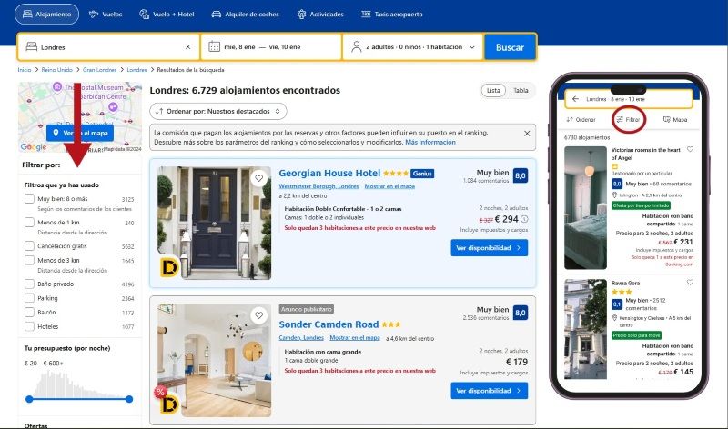 Cómo ahorrar en Booking usando los filtros