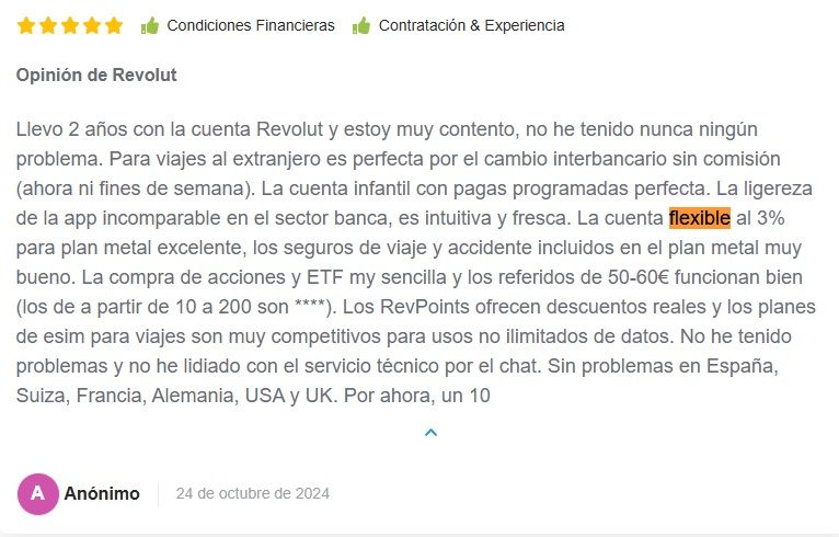 Cuenta flexible Revolut opiniones en HelpMyCash