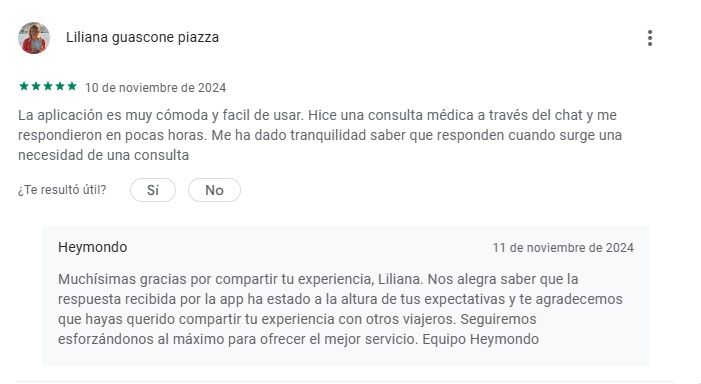 Heymondo opiniones positivas en Play Store de Google