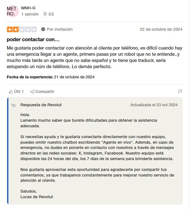 Tarjeta Revolut opiniones negativas en Trustpilot