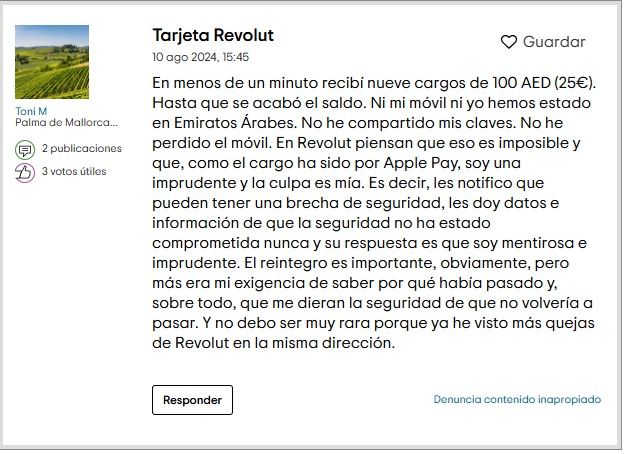 Revolut opiniones negativas en Tripadvisor