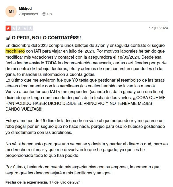 IATI Seguros opiniones del plan mochilero