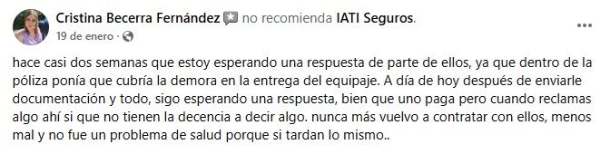 IATI seguros opiniones en Facebook en 2024