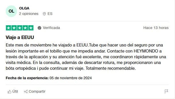 Heymondo opiniones en Trustpilot