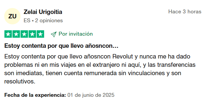Tarjeta Revolut opiniones positivas en 2025