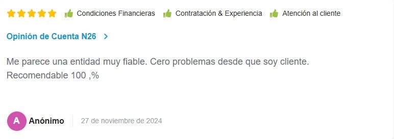 Banco N26 opiniones en HelpMyCash