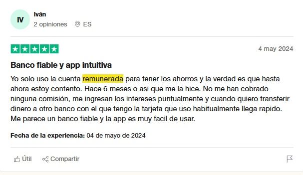 Cuenta de ahorro N26 opiniones en Trustpilot