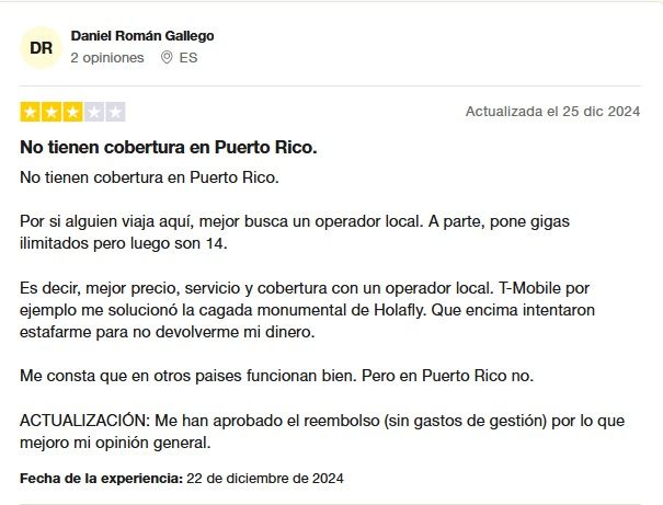 Holafly opiniones negativas en Trustpilot