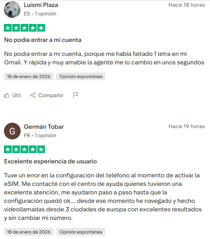 ▷ Holafly opiniones en 2026 ¿Merece la pena esta eSIM para viajar? ⚠️ NUESTRA experiencia personal 4 Holafly opiniones recientes en Trustpilot