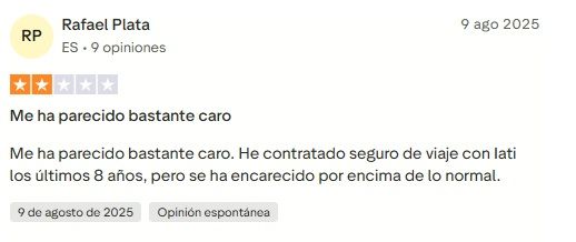 Opiniones IATI Seguros de viajes negativas en Trustpilot