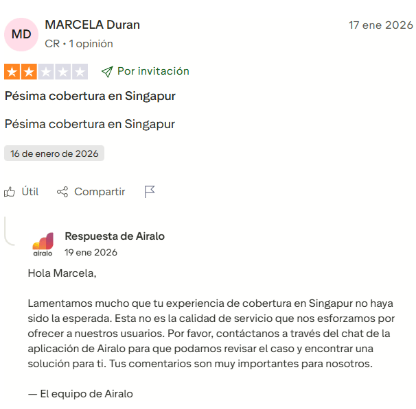 ▷ Holafly o Airalo, ¿cuál de las dos eSIM es mejor en 2026? 10 Holafly o Airalo: opinión de Airalo en Trustpilot