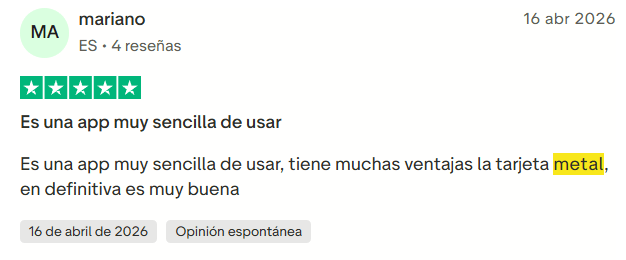 ▷ N26 opiniones en 2026: ¿Es la mejor tarjeta para viajar? Nuestra experiencia sincera 39 Cuenta N26 Metal opiniones en Trustpilot