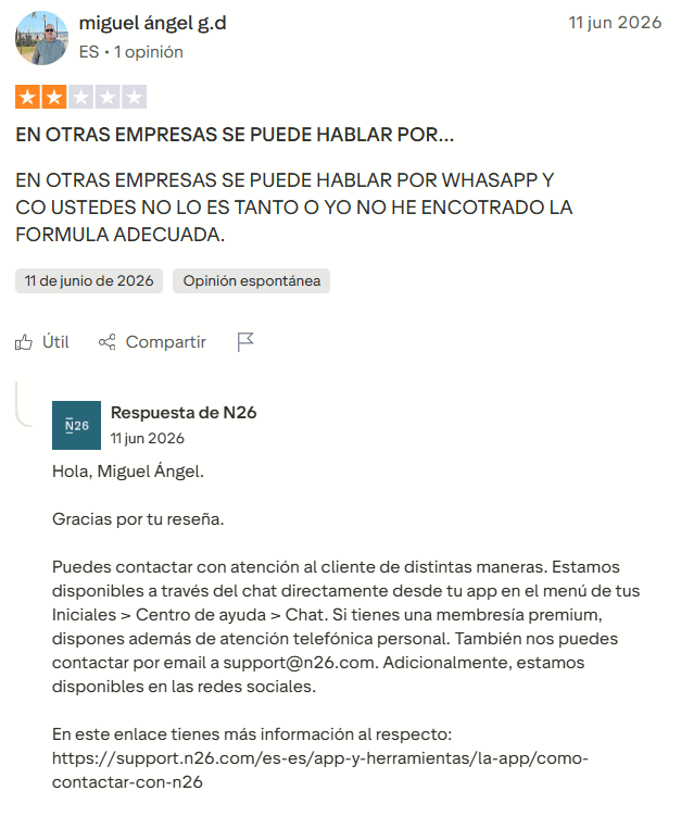 ▷ N26 opiniones en 2026: ¿Es la mejor tarjeta para viajar? Nuestra experiencia sincera 12 N26 opiniones negativas