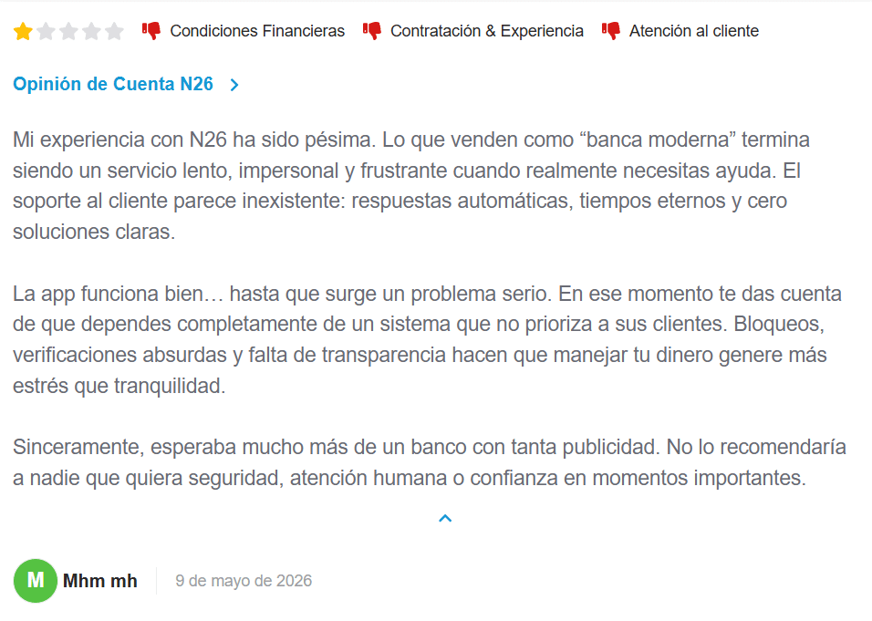 ▷ N26 opiniones en 2026: ¿Es la mejor tarjeta para viajar? Nuestra experiencia sincera 30 Cuenta N26 opiniones negativas en HelpMyCash