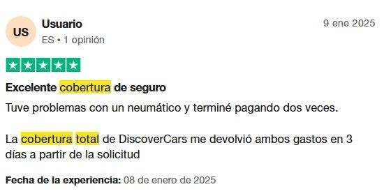 Cobertura total Discover Cars opiniones