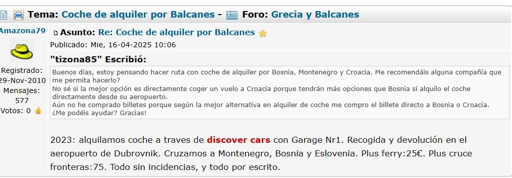 Discover Cars opiniones en el foro 'Los Viajeros'