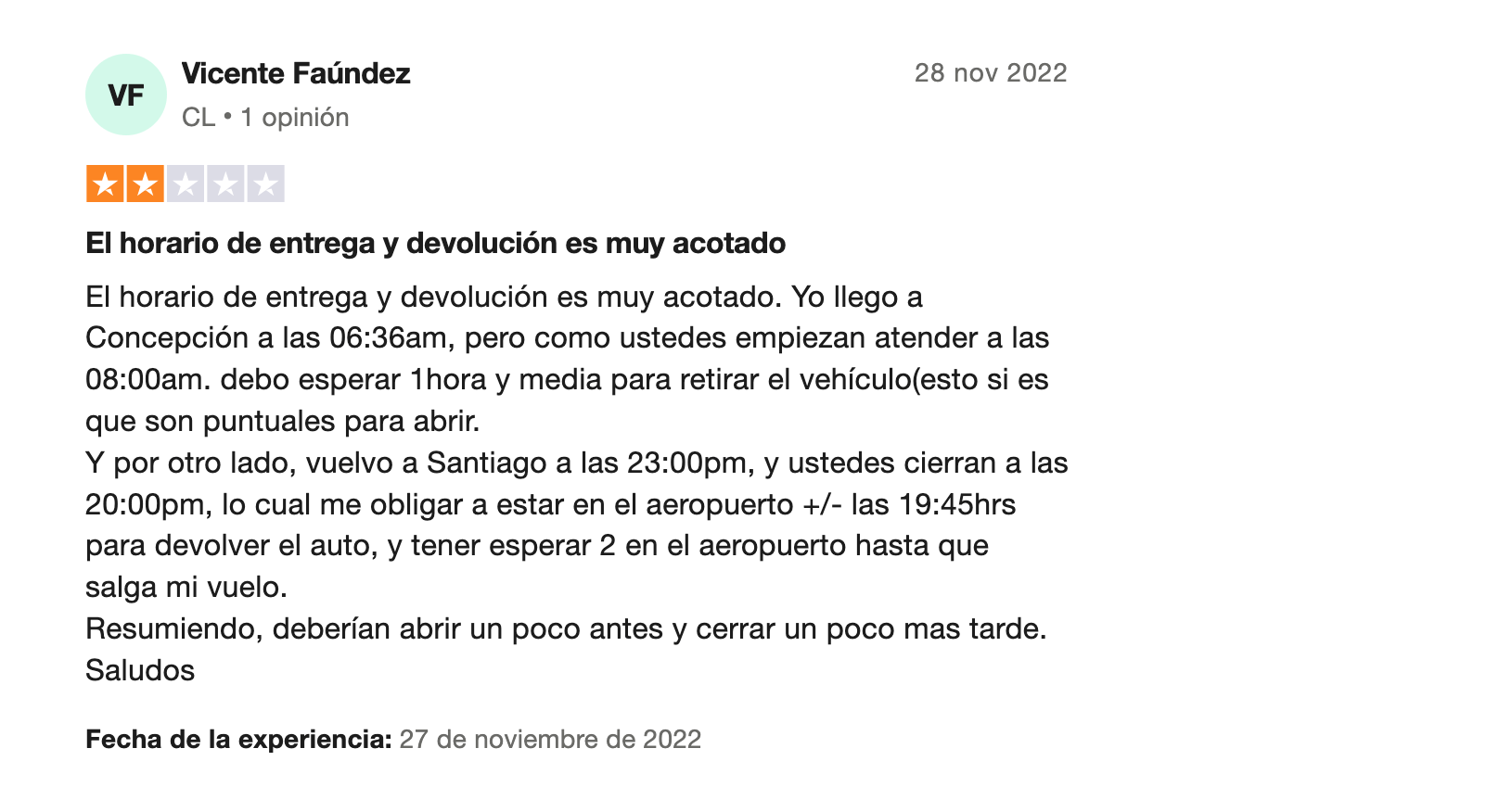 Rentalcars opiniones: opiniones negativas en Trustpilot