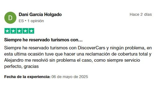 Opiniones Discover Cars Trustpilot positivas