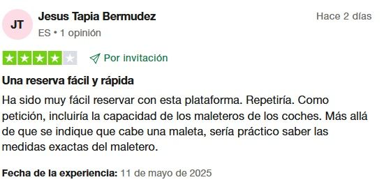 Opiniones Discover Cars Trustpilot positivas