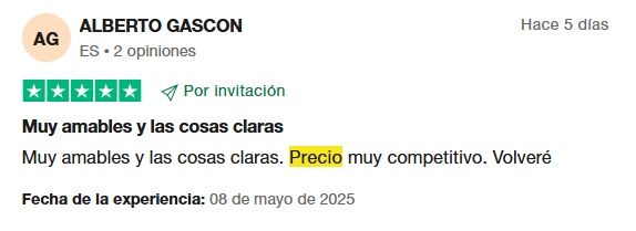 Opiniones Discover Cars Trustpilot positivas