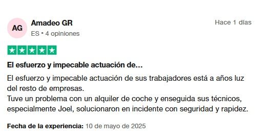 Opiniones Discover Cars Trustpilot positivas