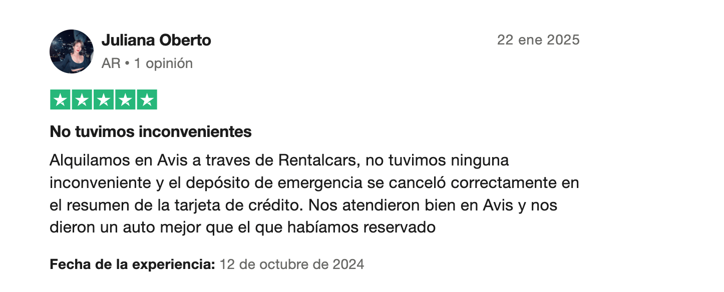 Rentalcars opiniones: opiniones positivas en Trustpilot