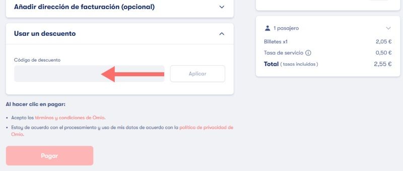 Cómo aplicar el código descuento Omio