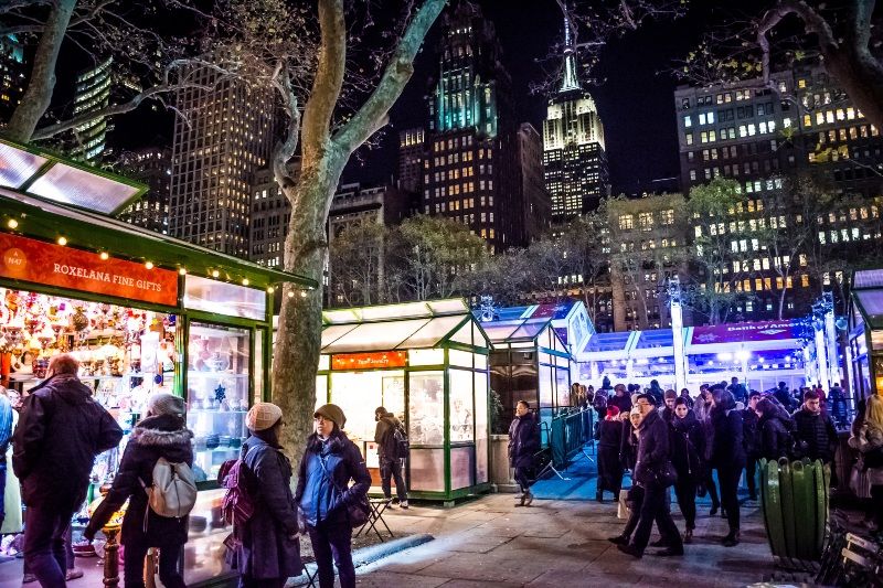 Qué hacer en Nueva York en Navidad: Visitar los mercadillos más navideños (Bryant Park)